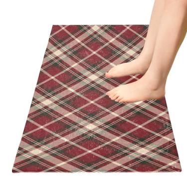 Imagem de TSENQUE Tartan Scotland Meias xadrez tapete de cozinha tapete grande para exterior tapete absorvente antiderrapante para decoração de casa de cozinha, 99 cm x 51 cm
