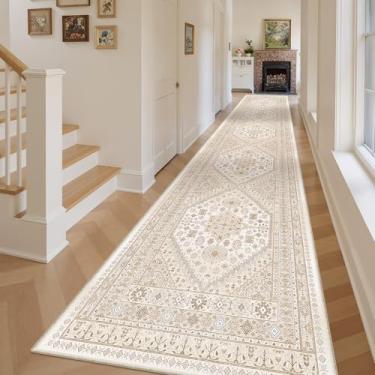 Imagem de zesthome Tapete de corredor lavável 6 x 35 cm - Tapete de entrada resistente a manchas, tapetes de cozinha ultrafinos, tapetes antiderrapantes para entrada, lavanderia, corredor interno (creme/bege, 6