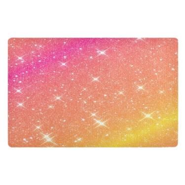 Imagem de Joisal Tapete de boas-vindas com glitter laranja engraçado, tapete para lavanderia, capacho, entrada externa, 81 x 50 cm