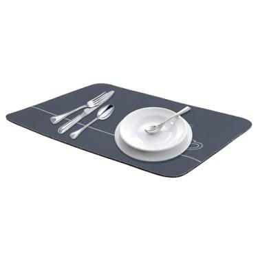Imagem de Generic Grande tapete de secagem de pratos de pedra diatomácea, tapete de barra de café de secagem rápida para balcão de cozinha, pratos, copos e utensílios 15,7 x 11,8 polegadas cinza