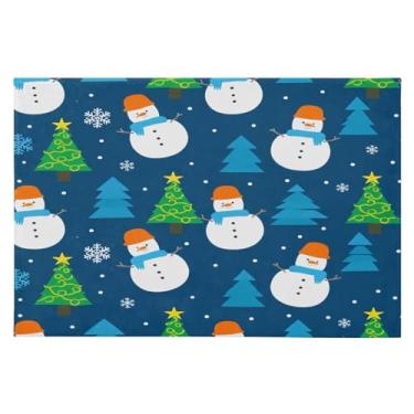 Imagem de Wassud Lindo boneco de neve tapete de porta 61 x 89 cm, tapete antiderrapante lavável com suporte de borracha, tapete macio e macio para sala de estar, quarto, entrada, entrada