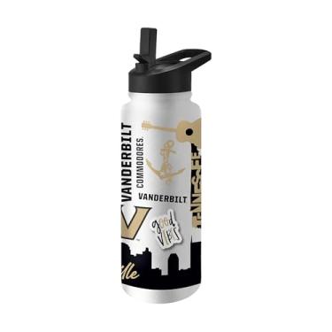 Imagem de Logo Brands NCAA Vanderbilt Commodores Garrafa quencher nativa de 1000 ml - isolamento de parede dupla, aço inoxidável, tampa sem derramamento, alça fácil de transportar