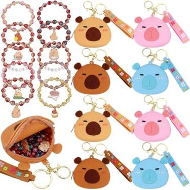 Imagem de Huquary Kit de artesanato de pulseira de capivara, contas de animais, kit de fabricação de pulseiras de amizade, artesanato com letras de apertar fofos, pingentes de capivara, joias artesanais para