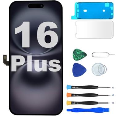 Imagem de MP+ Substituição de tela para iPhone 16 Plus, [ID facial] [COF] Montagem digitalizador de tela sensível ao toque 3D com fita adesiva à prova d'água e kit de ferramentas de reparo