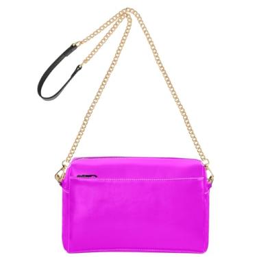 Imagem de Joitme Bolsa feminina rosa fúcsia magenta bolsa tiracolo de couro PU bolsa de ombro com alça de corrente bolsa de telefone fofa