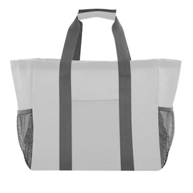 Imagem de Sacola de compras de cozinha reutilizável com desenho animado de praia bolsas utilitárias femininas embaláveis para piscina bolsa de barco cinza moderno, Cinza, 15.4 X 9.8 X 12.8 inch, Moderno