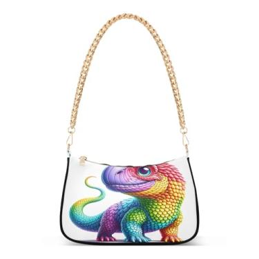 Imagem de Bolsa de ombro colorida com corrente de desenho animado, bolsa feminina Hobo, bolsa média moderna para uso diário e festa