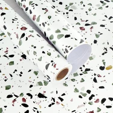 Imagem de EPPKILY Papel de contato Terrazzo Papel de parede de contato de granito para bancadas, papel de parede autoadesivo à prova d'água para cozinha, banheiro, bancada, revestimento de vinil, decoração