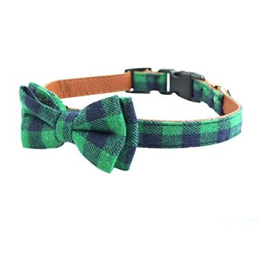 Imagem de Coleira para cães com laço – coleiras para cães de couro e algodão macio e resistente para cães pequenos e médios e grandes raças filhotes ajustáveis 18 cores e 3 tamanhosPipidog S 10"-14"