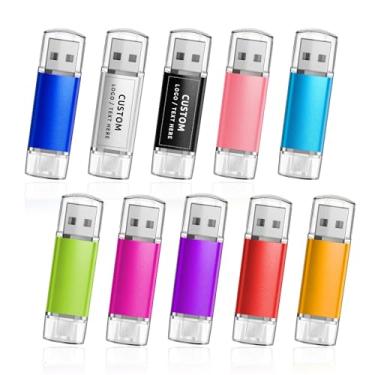 Imagem de Pen drive USB OTG personalizado, pen drive duplo multifuncional personalizado, ideal para varejistas e comércio eletrônico, perfeito para eventos especiais e brindes corporativos (1 GB, 100 peças)