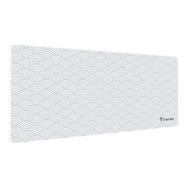 Imagem de Mouse Pad Gamer Extra Grande 90x40 Deskpad Ergonômico Speed Preto Branco Onda Oriental - Titorion (Branco)