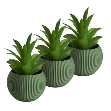 Imagem de 3 arranjos de mini plantas suculentas artificiais