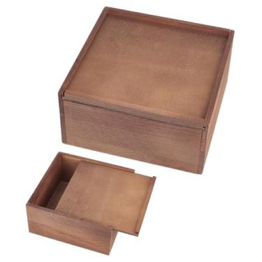 Imagem de AHANDMAKER Caixa de lembrança de madeira, caixa de memória de madeira gravada personalizada com tampa deslizante, estojo rústico de armazenamento para joias, cartas, aniversário, aniversário, dia dos