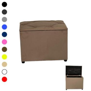 Imagem de Promoção Puff Baú Retangular Espaçoso Moderno - Realizar, Bege Suede