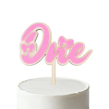 Imagem de Topo Bolo Primeiro Aniversário com Laço, Decoração Bolo Madeira para Chá Bebê Artigos para Festa de Primeiro Aniversário Revelação de Gênero Acessório Fotos