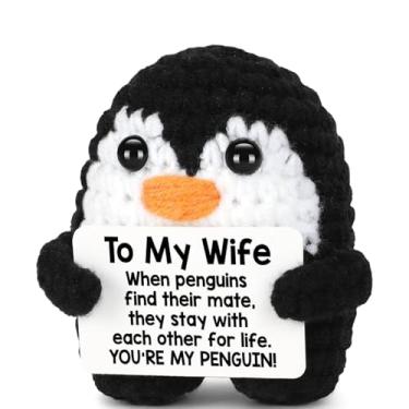 Imagem de To My Wife Gifts, Handmade Crochet Penguin with Romantic Card, Funny Anniversary, Birthday, Valentines Day Gifts for Wife, Cute Positive Crochet Animals Emotional Support Decor, You're My Penguin