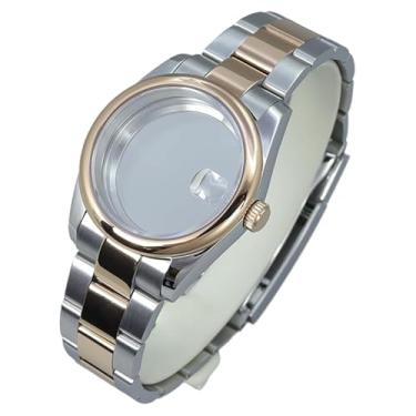 Imagem de FEIYASHI Caixa de relógio masculina à prova d'água de aço inoxidável ouro rosa de 36/39 mm para movimento NH35/34/36/38 Miyota8215, Tampa inferior de vidro 3, 39mm+For NH35/34/36/38 Movement, Caixa de