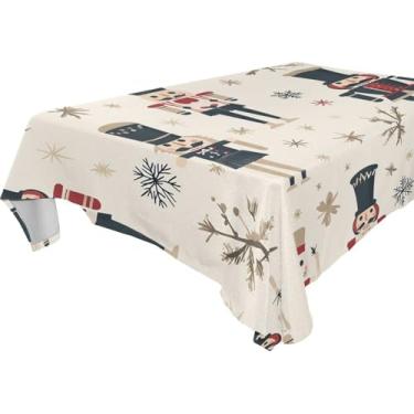 Imagem de Blueangle Toalha de mesa com personagens de quebra-nozes de Natal – Toalha de mesa retangular de tecido impermeável resistente a manchas e poliéster para ambientes internos e externos, 152 x 304 cm