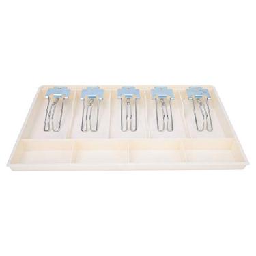 Imagem de Bandeja de gaveta de dinheiro de material ABS com clipe de metal Caixa de armazenamento de moeda de cinco compartimentos para supermercados, lojas, bancos, escritórios, preto e (Branca)