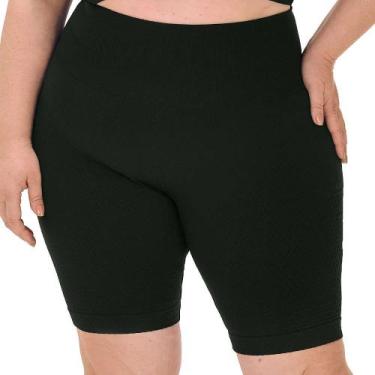 Imagem de Short Fitness sem Costura Plus Size com Jacquard Colmeia Preto Zee Ruc