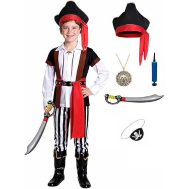 Imagem de Avady Fantasia de pirata de Halloween para meninos, Preto, M (4-5 years)