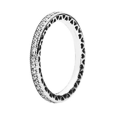 Imagem de Anel Feminino De Prata Esterlina 925 Com Pedra Rosa Em Forma De Coraçã