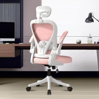 Imagem de Cadeira Ergonômica Ajustável para Escritório, Gamer e Estudo - Com Suporte Lombar, Cores Preto/Branco/Cinza/Rosa, Conforto Prolongado(Rosa-Versão melhorada)