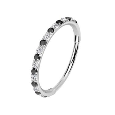 Imagem de ALACLO Anéis de nariz, brincos de argola de cartilagem de opala branca para mulheres e homens, aço cirúrgico 316L 20 g labret lábio tragus hélice daith piercing joia 7 mm/8 mm, 20 gauge(0.8mm)-8mm