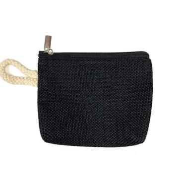 Imagem de Bolsa organizadora para uso diário, pequena bolsa de pulso para chaves, moedas, batom e cabos, Preto