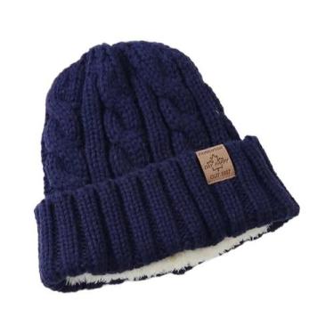 Imagem de Gorro De Inverno Unissex Com Forro De Pele Quente E Casual, Boné Trico