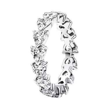 Imagem de Anéis Empilháveis Femininos Em Prata Esterlina 925 Com Coração, Rosa E