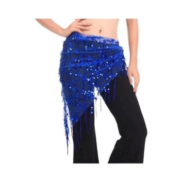 Imagem de Cinto De Dança Do Ventre Feminino De 140cm Com Lantejoulas E Franjas, 