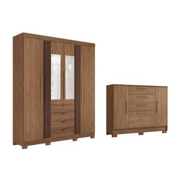 Imagem de Guarda Roupa +cômoda 2 Peças Qc271 Jatobá - Santos Andirá