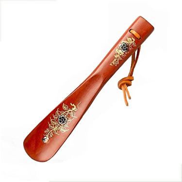 Imagem de HHHJQFAAT Com cordão de madeira chifre dourado padrão incrustado concha infantil sapato buzina para tênis de viagem botas (ameixa 22 cm)