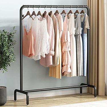 Imagem de Rack de exibição de roupas, gancho resistente de ferro, prateleira de secagem de barra horizontal doméstica, suporte de carga forte, economiza espaço, preto (100 × 40 × 150 cm)