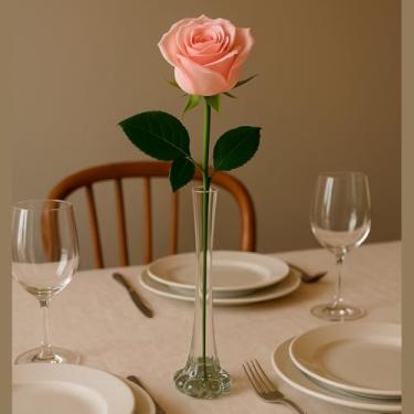 Imagem de Kit Solitário de Vidro 20cm Decorativo – Vaso e Castiçal para Mesa, Festa e Casamento(7 Vasos Solitário Castiçal Vid)