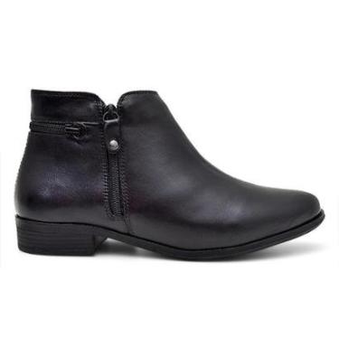 Imagem de Bota Feminina Couro Premium Cano Curto Confortavel Salto Baixo 33 ao 40 cor Whisky-Feminino