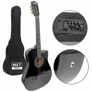 Imagem de Violão Eletrico Acustico Preto Cutway Cordas Aço Mxt Com Equalizador E