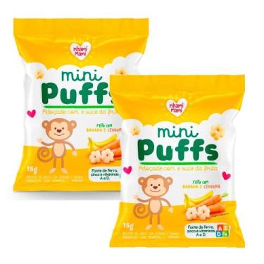 Imagem de Kit 2 Biscoito Nhami Mami Mini Puffs Snack Banana e Cenoura 15g