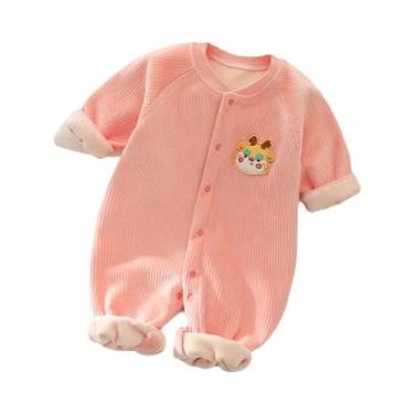 Imagem de Macacão De Fleece Dupla Face Para Bebês Meninos E Meninas, Manga Longa