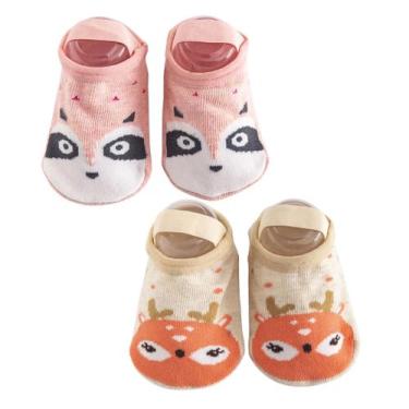 Imagem de Kit 2 Meias Sapatilhas Antiderrapante Pietra Baby Infantil Unissex Alg