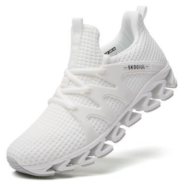 Imagem de SKDOIUL Tênis de corrida esportivo masculino de malha respirável para corredores de trilha, Branco 02, 39