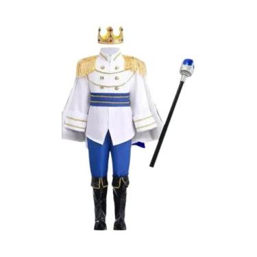 Imagem de Fantasia De Rei Europeu Para Crianças Com Coroa E Bastão Para Festa De