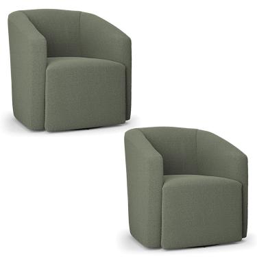 Imagem de Poltrona Sala de Estar Base Giratória Kit 2 Stella Max Bouclê Verde Pistache D03 - D'Rossi