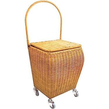 Imagem de Carrinho de compras grande amarelo com tampa - Carrinho de mão durável para idosos, ideal para supermercados chineses, carrinho leve para viagens de compras convenientes