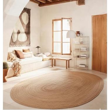 Imagem de Craft Trade Tapete grande para área de juta, tapete reversível de fibra natural premium, tecido à mão, durável, estilo casa de fazenda, tapete de sisal para sala de estar, sala de jantar, corredor e