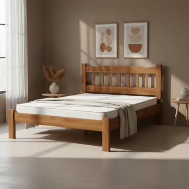 Imagem de Cama Queen Madeira Maciça Reforçada Com Colchão