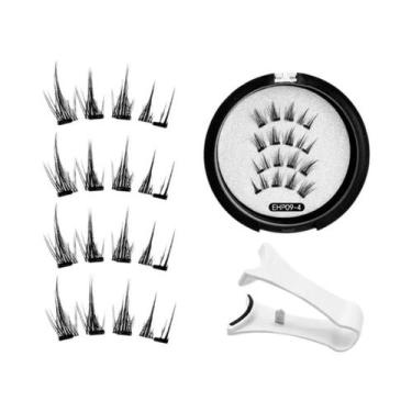 Imagem de Cílios Postiços Magnéticos 3D Naturais Reutilizáveis, Conjunto Com 4 C