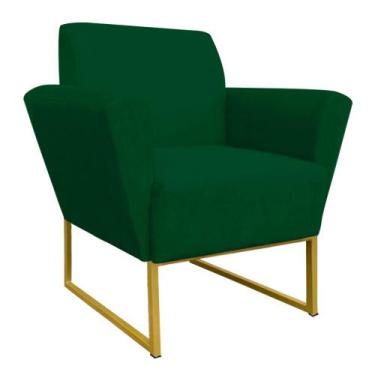 Imagem de Poltrona Dora Suede Base Metálica Dourado D'Rossi - DRossi, Verde