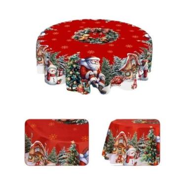 Imagem de Toalha De Mesa De Natal Com Papai Noel E Boneco De Neve, Decorações Pa